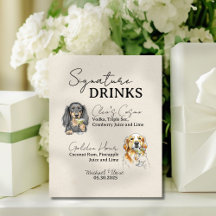 Two Dog Wedding Signature Drinks Bar Sign