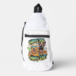 Two Dogs Drinking Beer and Wearing Sunglasses Sling Bag