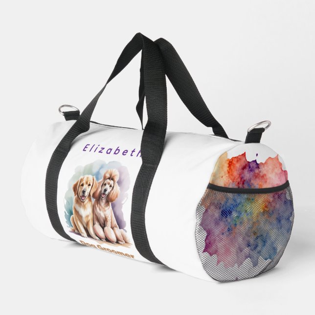 Two Dogs Groomer Personalized Duffle Bag (Right Corner)
