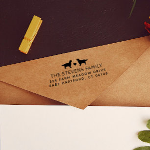 Two Dogs Heart Name & Address Self-inking Stamp
