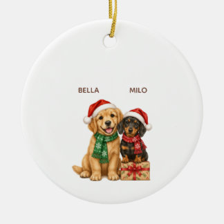 Two Dogs Personalised Christmas Ornament