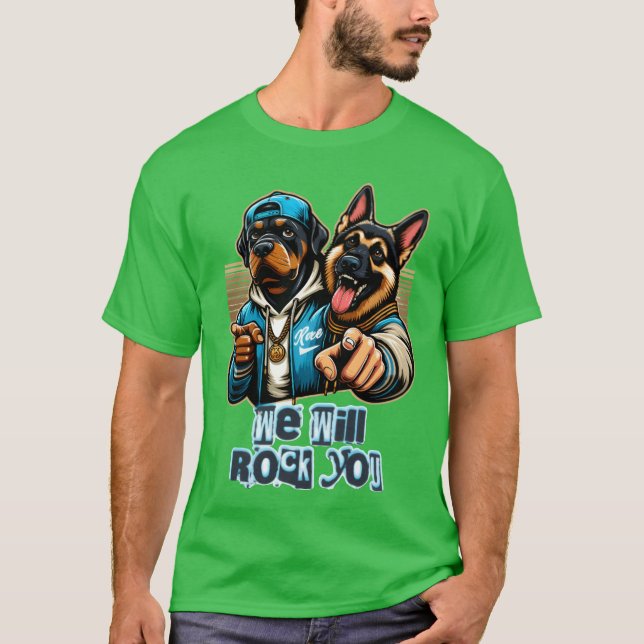 two dogs rocking tee design funny (Front)