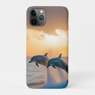 Two Dolphins Leaping At Sunset, Case-Mate iPhone Case