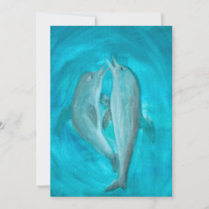 Two Dolphins Playing Wild and Free in the Ocean Invitation