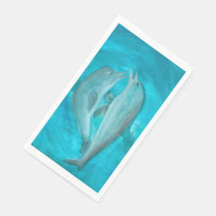 Two Dolphins Playing Wild and Free in the Ocean  Napkin