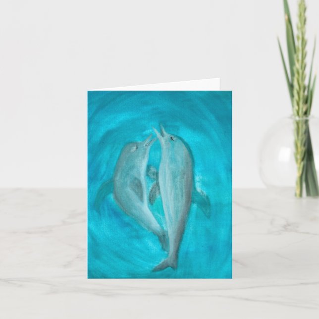 Two Dolphins Playing Wild and Free in the Ocean  Note Card (Front)