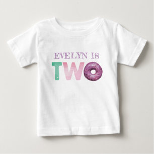 Two Doughnut Birthday Personalised Baby T-Shirt