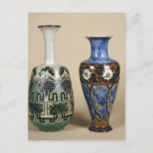 Two Doulton vases by Eliza Simmance, c.1880 Postcard