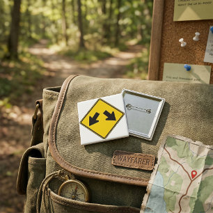 Two Downward Arrows Warning Road Sign 15 Cm Square Badge
