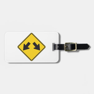Two Downward Arrows Warning Road Sign Luggage Tag