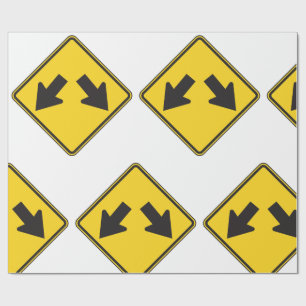 Two Downward Arrows Warning Road Sign Wrapping Paper