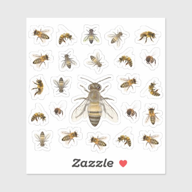 Two Dozen Realistic Honeybees (Sheet)