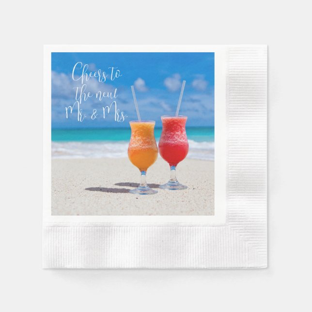 Two Drinks Sunny Beach Cheers Custom Text Napkin (Front)