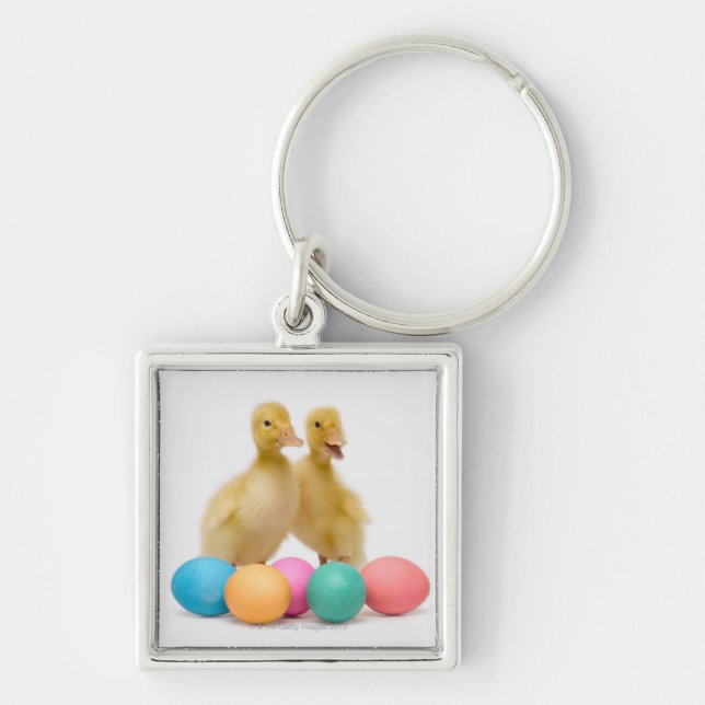 Two ducks with Easter Eggs Key Ring (Front)