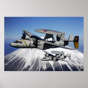 Two E-2C Hawkeyes conduct a flyby Poster