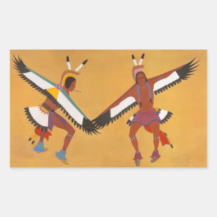 Two Eagle Dancers Rectangular Sticker