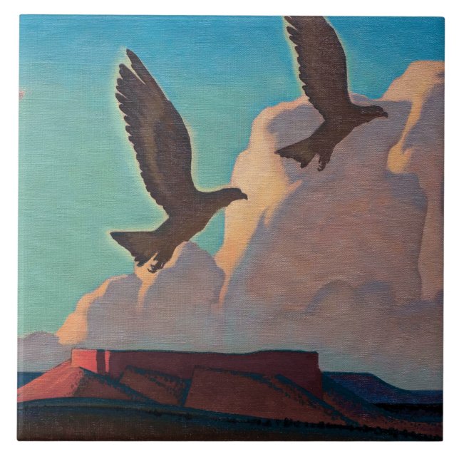 Two Eagles by Maynard Dixon Tile (Front)