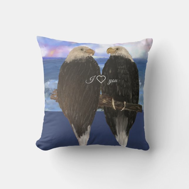 Two Eagles &Personalised Text Template Cushion (Front)