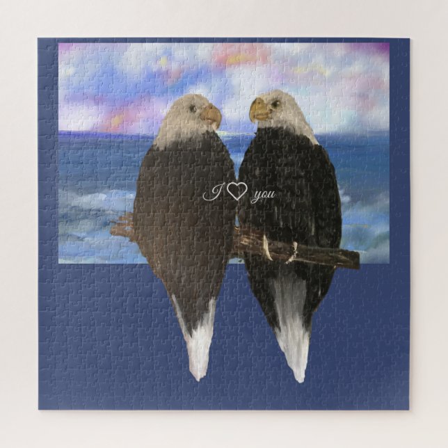 Two Eagles &Personalised Text Template Jigsaw Puzzle (Vertical)