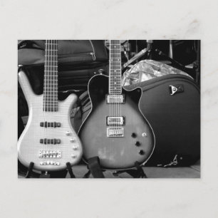 TWO ELECTRIC GUITARS - BLACK & WHITE POSTCARD