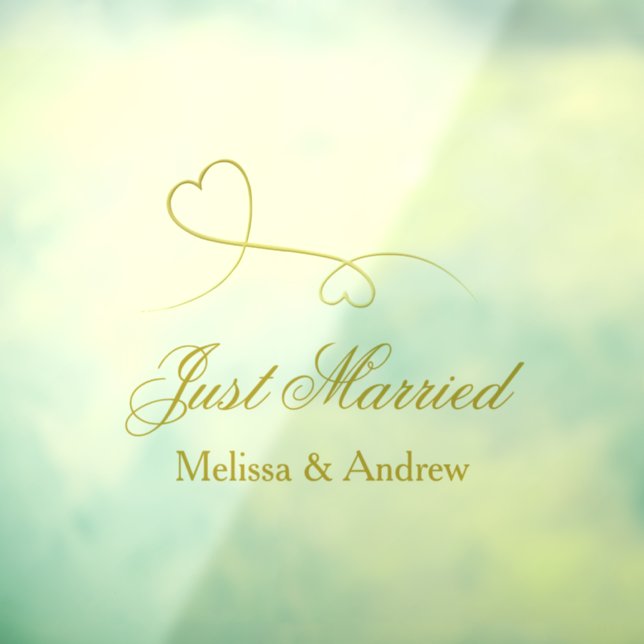 Two Elegant Gold Hearts | Just Married Wedding Car (Sheet 3)