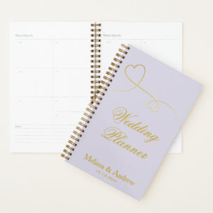 Two Elegant Gold Hearts Lavender Wedding Planner