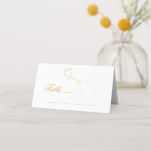 Two Elegant Gold Hearts   Personalised Wedding Place Card