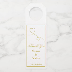 Two Elegant Gold Hearts   Wedding 'Thank You' Bottle Tag