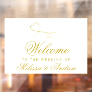 Two Elegant Gold Hearts   Wedding Welcome