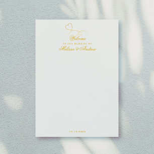 Two Elegant Gold Hearts   Wedding Welcome Letter