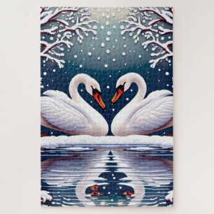 Two elegant white swans jigsaw puzzle