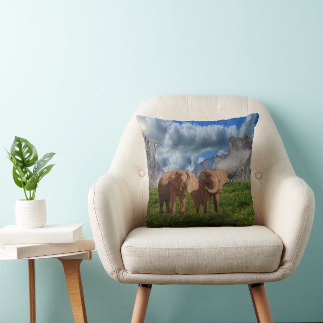 Two Elephant Oil Paint, Cushion (Chair)