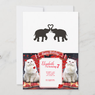Two elephants love silhouettes invitation