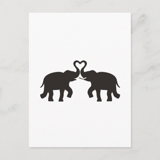 Two elephants love silhouettes postcard (Front)