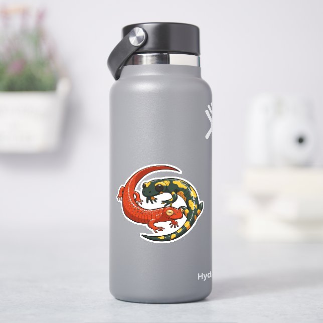 Two Entwined Smiling Salamander Friends Cartoon (HydroFlask)