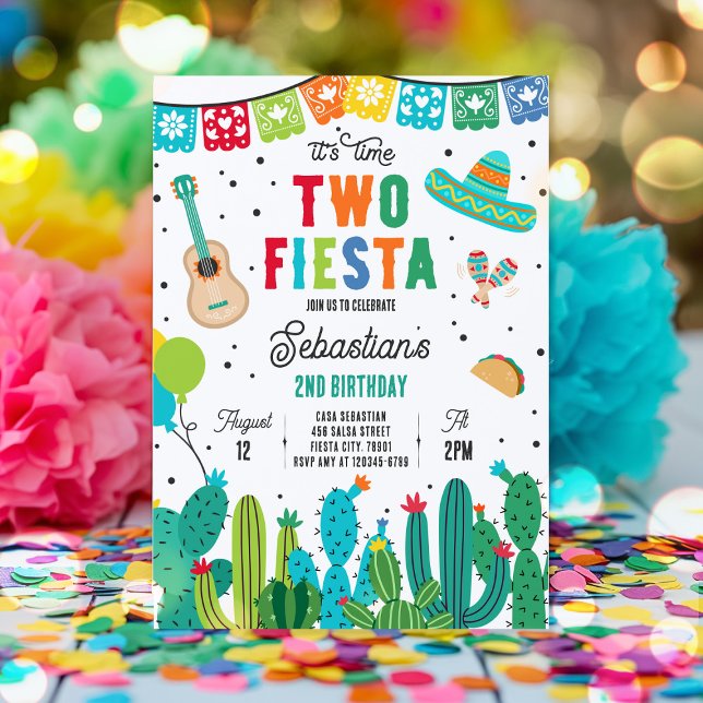 Two-Esta Mexican Fiesta 2nd Birthday Party Invitation (Creator Uploaded)