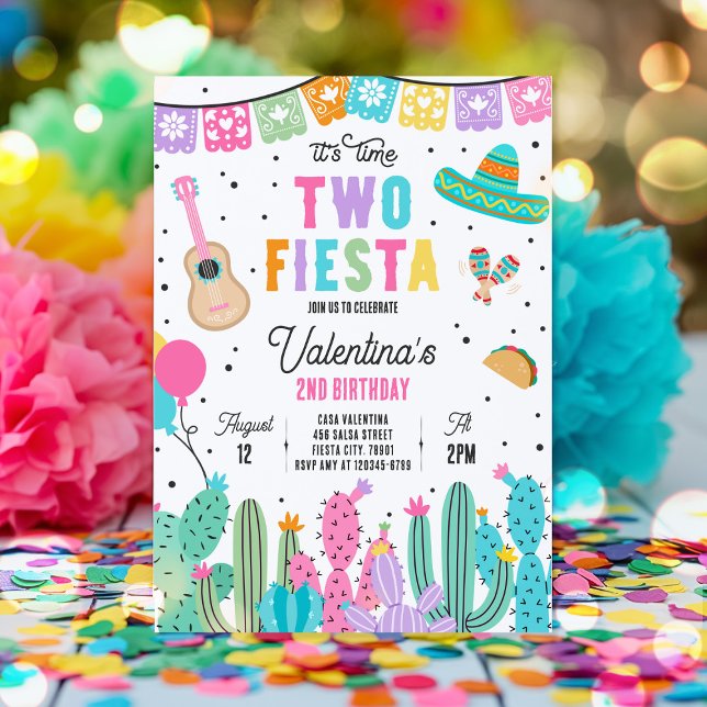 Two-Esta Mexican Fiesta 2nd Birthday Party Invitation (Creator Uploaded)