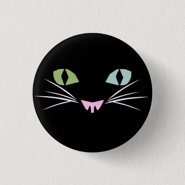 Two Eye Cat 3 Cm Round Badge (Front)