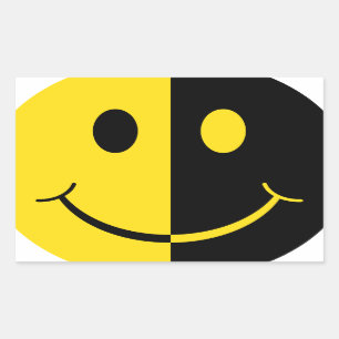 Two Faced Smiley Face Rectangular Sticker