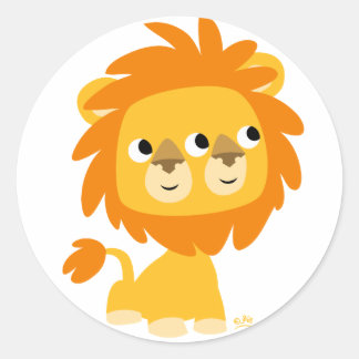 Two-Faced the cutest cartoon lion round sticker