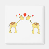 Two Facing Giraffes with Hearts. Cartoon.