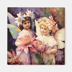 Two Fairy Children in a Flower Garden Magnet