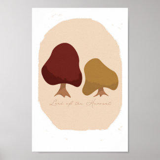 two fall trees/autumn aesthetic print/rustic art poster