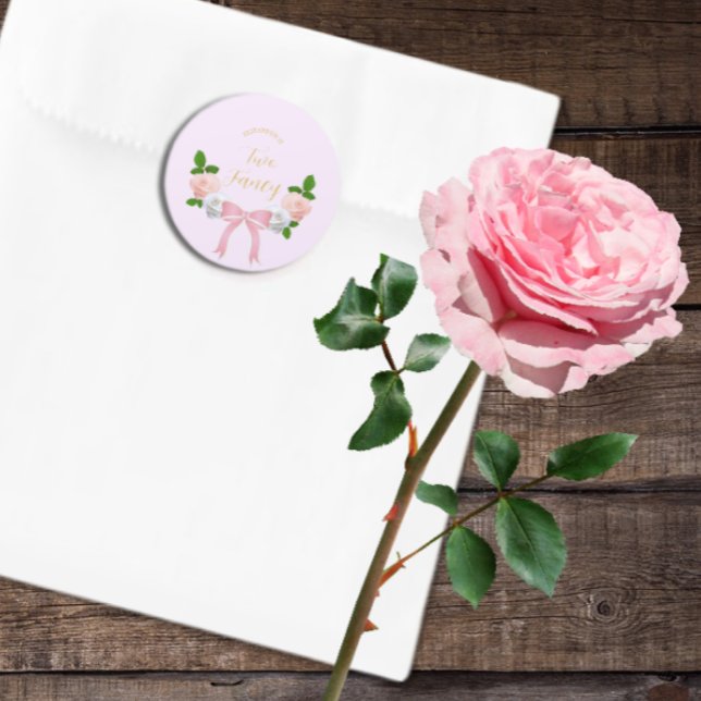 Two Fancy Bow Floral Birthday Classic Round Sticker (Creator Uploaded)