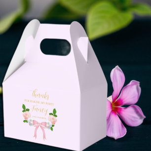 Two Fancy Bow Floral Birthday Favour Box