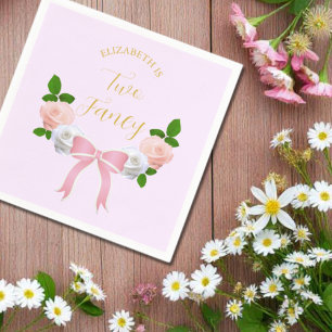 Two Fancy Bow Floral Birthday Napkin