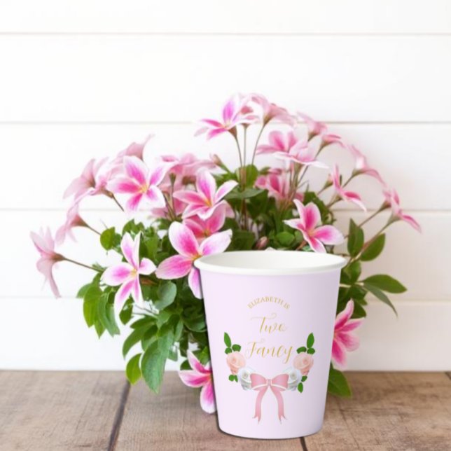 Two Fancy Bow Floral Birthday Paper Cups (Creator Uploaded)