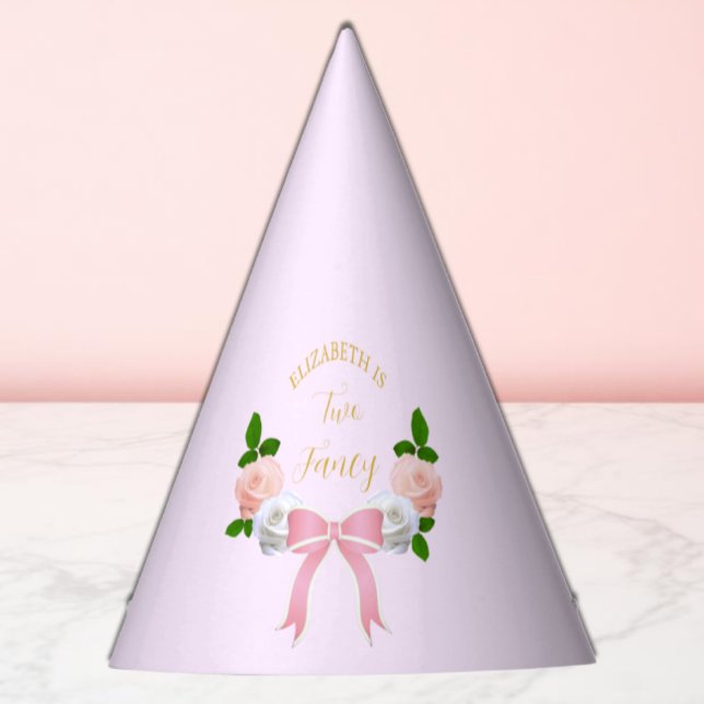 Two Fancy Bow Floral Birthday Party Hat (Creator Uploaded)