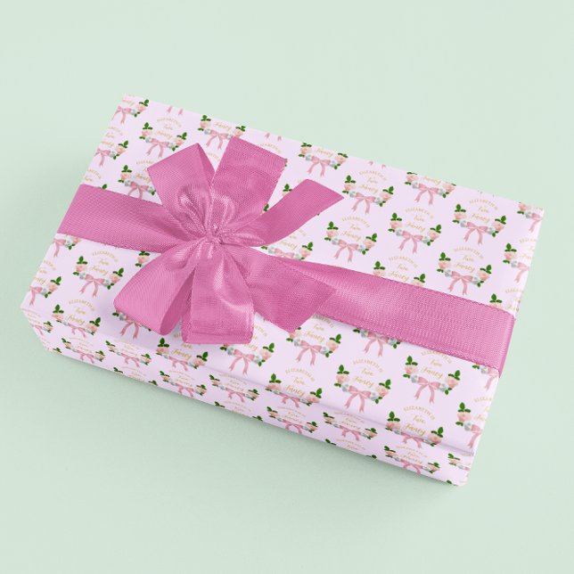 Two Fancy Bow Floral Birthday Wrapping Paper (Creator Uploaded)