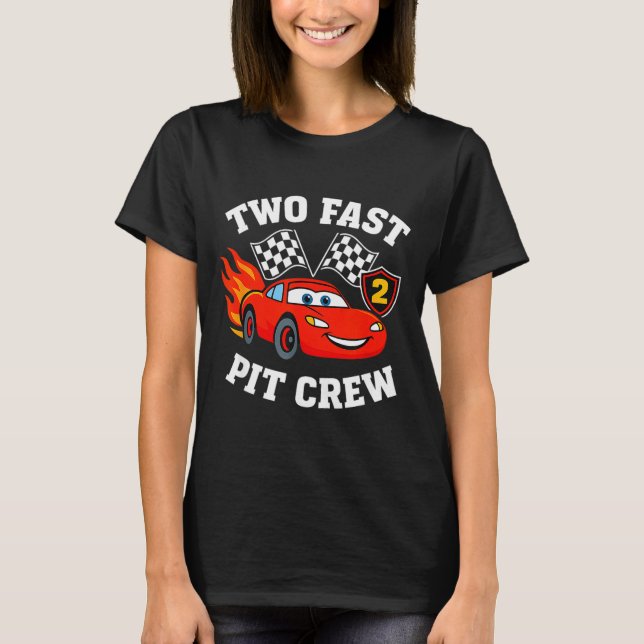 Two Fast 2 2nd Birthday T Crew 2yr Year Old  T-Shirt (Front)